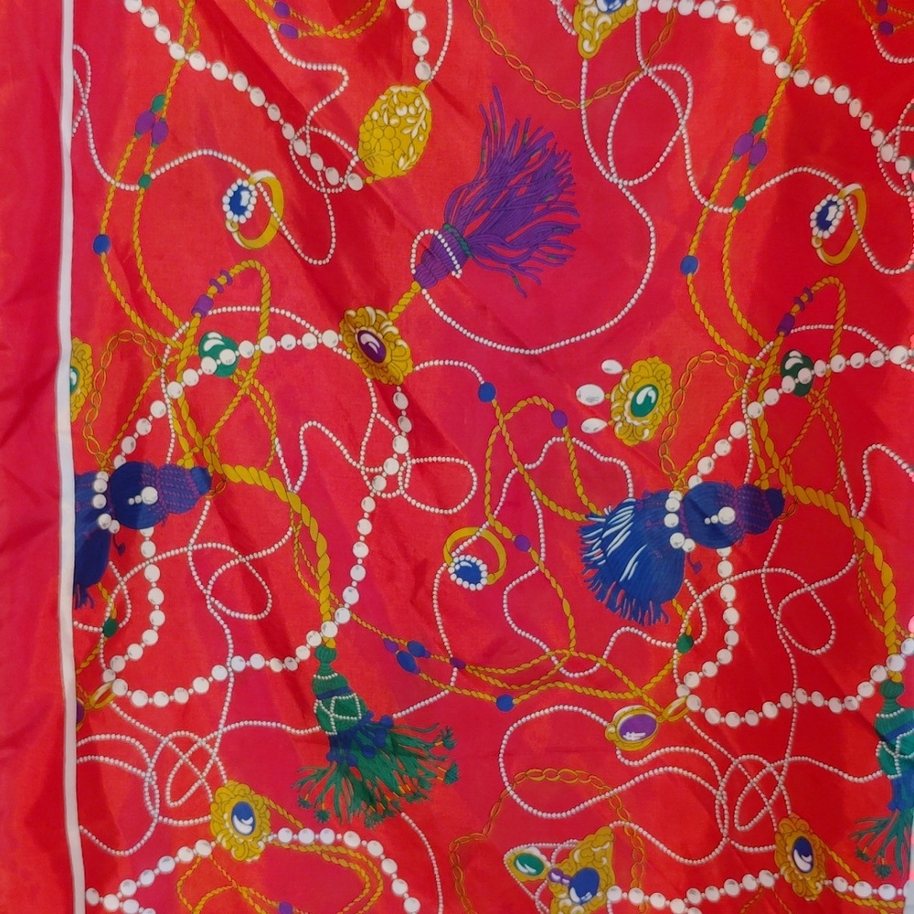 Vibrant Coral Patterned Women's Scarf - Picture 5 of 5